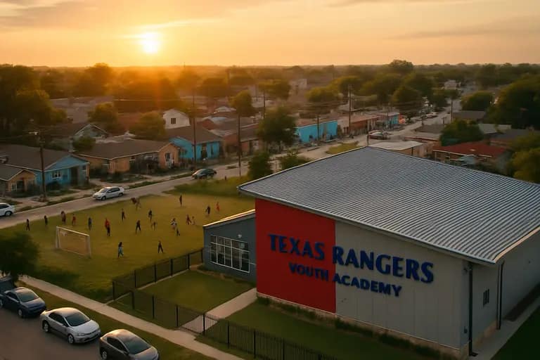 Community baseball complex with fields and training areas in Dallas