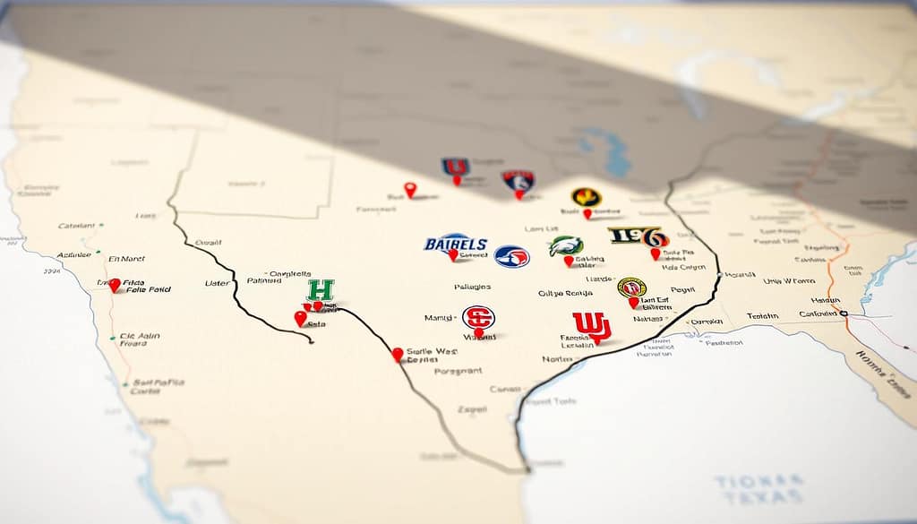 Texas baseball programs map