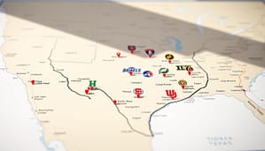 Texas baseball programs map