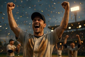 Keller Baseball Title scene with players gathered on a Texas high school baseball field