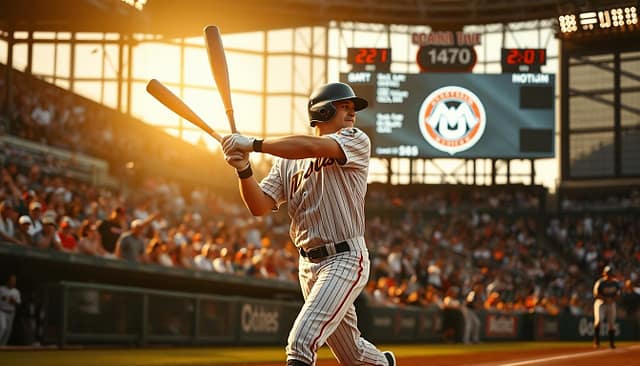 A baseball player in their prime, swinging the bat with focused intensity, the crack of the wood echoing through the stadium. The crowd erupts in cheers as the ball soars high, the player rounding the bases, triumph etched on their face. In the background, the scoreboard displays the team's logo, signifying a hard-won victory. Warm, golden light filters through the stands, casting a celebratory glow over the scene. The image captures the essence of coaching development success - the culmination of years of training, dedication, and teamwork, resulting in a moment of sheer exhilaration and accomplishment. A baseball player in their prime, swinging the bat with focused intensity, the crack of the wood echoing through the stadium. The crowd erupts in cheers as the ball soars high, the player rounding the bases, triumph etched on their face. In the background, the scoreboard displays the team's logo, signifying a hard-won victory. Warm, golden light filters through the stands, casting a celebratory glow over the scene. The image captures the essence of coaching development success - the culmination of years of training, dedication, and teamwork, resulting in a moment of sheer exhilaration and accomplishment.