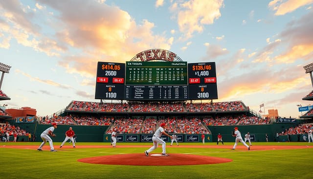 A dynamic collage depicting the tactical impact analysis of college baseball strategies, focusing on Texas teams. In the foreground, a stylized baseball diamond with players in action—pitching, hitting, and fielding—attired in team jerseys, showcasing meticulous coordination. In the middle ground, a sleek, modern scoreboard displays statistics and performance metrics, reflecting real-time data. The background features a vibrant stadium filled with enthusiastic fans, under a late afternoon sky illuminated by warm golden light, creating an exciting atmosphere. A wide-angle lens captures the intensity of the game, emphasizing movement and strategy. The overall mood is energetic and insightful, encapsulating the essence of competitive college baseball while highlighting the strategic elements that influence success. A dynamic collage depicting the tactical impact analysis of college baseball strategies, focusing on Texas teams. In the foreground, a stylized baseball diamond with players in action—pitching, hitting, and fielding—attired in team jerseys, showcasing meticulous coordination. In the middle ground, a sleek, modern scoreboard displays statistics and performance metrics, reflecting real-time data. The background features a vibrant stadium filled with enthusiastic fans, under a late afternoon sky illuminated by warm golden light, creating an exciting atmosphere. A wide-angle lens captures the intensity of the game, emphasizing movement and strategy. The overall mood is energetic and insightful, encapsulating the essence of competitive college baseball while highlighting the strategic elements that influence success.