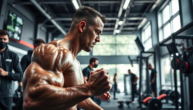 Athlete training and support systems: a dynamic scene capturing the essence of athletic dedication. In the foreground, a muscular figure powers through a rigorous workout, sweat glistening on their brow as they push their limits. Surrounding them, a network of trainers, coaches, and support staff tend to their needs, providing guidance, encouragement, and cutting-edge equipment. In the background, a state-of-the-art training facility with high-tech monitoring systems, sleek design, and ample natural light sets the stage for this holistic approach to athlete development. The mood is one of intensity, focus, and unwavering commitment, reflecting the determination and resilience of those who strive to overcome adversity and reach the pinnacle of their sport. Athlete training and support systems: a dynamic scene capturing the essence of athletic dedication. In the foreground, a muscular figure powers through a rigorous workout, sweat glistening on their brow as they push their limits. Surrounding them, a network of trainers, coaches, and support staff tend to their needs, providing guidance, encouragement, and cutting-edge equipment. In the background, a state-of-the-art training facility with high-tech monitoring systems, sleek design, and ample natural light sets the stage for this holistic approach to athlete development. The mood is one of intensity, focus, and unwavering commitment, reflecting the determination and resilience of those who strive to overcome adversity and reach the pinnacle of their sport.