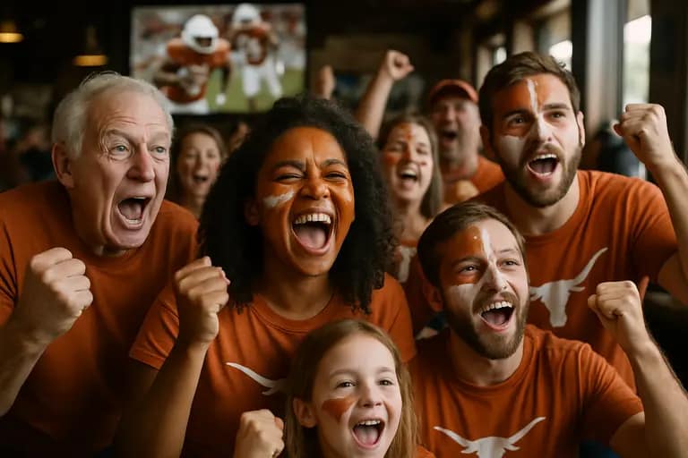 Families and students watching a Texas college sports event from the stands